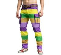 Pantalon cargo pour homme - Costume de carnaval festif des années 70 et 80 - Pantalon de jogging amusant - Imprimé arc-en-ciel - Pantalon de sport imprimé 3D - Pantalon de streetwear hippie - Pantalon
