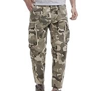 Pantalon cargo pour homme, coupe décontractée, avec fermeture éclair, pour les aventures en plein air, les activités de loisirs dans différentes situations de port quotidien, kaki, 36