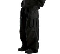 Pantalon cargo pour homme - Coupe droite - Pantalon de loisirs - Décontracté - Pantalon d'extérieur Hip Hop - Style hipster - Baggy - Avec poches - Pantalon de jogging vintage pour homme, O Noir