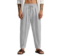 Pantalon cargo pour homme décontracté solide tissé jambe large poche pantalon tendance ample, gris, 3XL