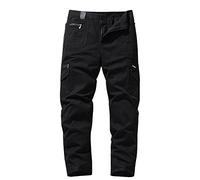 Pantalon cargo pour homme - Doublure d'hiver - Combinaison en denim avec fermeture éclair rayée - Délavage vintage - Pantalon de travail hip-hop - Pantalon cargo noir, Noir , XXL