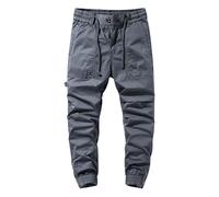 Pantalon cargo pour homme - Grande taille - Couleur unie - Plusieurs poches latérales - Pantalon long d'entraînement pour homme, gris, 3XL