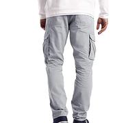 Pantalon cargo pour homme - Jambe droite - Pantalon cargo baggy respirant - Durable et confortable - Taille élastique - Polyvalent - Vêtement de travail décontracté, gris, XL