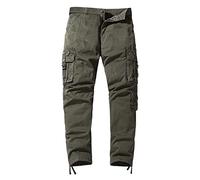 Pantalon cargo pour homme multi-poches droites couleur unie pantalon d'extérieur tendance pantalon ample pour homme pantalon cargo noir, Vert, L