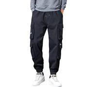 Pantalon cargo pour homme - Pantalon de sport ample - Plus neuf - Pantalon cargo décontracté pour homme - Poches - Pantalon de survêtement pour la randonnée en plein air - Pantalon de travail, Noir