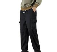 Pantalon cargo pour homme Printemps été et automne Pantalon ample droit à jambe large 2024 Beau pantalon de sport décontracté Pantalon de survêtement cargo pour homme, Noir , 3XL
