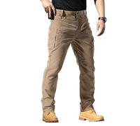 Pantalon Cargo pour Homme Tactique Militaire RandonnéE Chasse Pants D’Automne avec Zip Et Boutons Poches Multiples Pantalon De Travail Combat Stretch Extensible (Khaki-B, XXL)