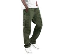 Pantalon cargo pour homme - Taille réglable - Cordon de serrage - Ourlet uni - Tissé - Jambe droite - Coupe ample - Style urbain - Hip Hop - Décontracté - Léger - Avec poches, 01#_Vert armée, 5XL