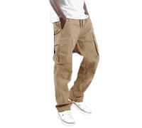 Pantalon cargo pour homme - Taille réglable - Cordon de serrage - Ourlet uni - Tissé - Jambe droite - Coupe ample - Style urbain - Hip Hop - Décontracté - Léger - Avec poches, 07#_kaki, 5XL