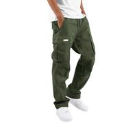 Pantalon cargo pour homme - Taille réglable - Cordon de serrage - Ourlet uni - Tissé - Jambe droite - Coupe ample - Style urbain - Hip Hop - Décontracté - Léger - Avec poches, 01#_Vert armée, 5XL