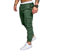 Pantalon Cargo Slim Homme Casual Été Pantalons Jogging Multi Poche Cordon de Serrage Baggy Style Pants Vert Small