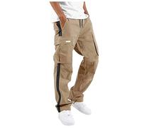 Pantalon Cargo Tactique Jogging Homme Chaud Chino avec Cordon Coulissant Pantalons de Randonnée de Chantier Sweatpants Pantalon Décontracté Homme Kaki XXL