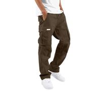 Pantalon Cargo Tissé Standard Quatre Saisons pour Hommes, Quatre Saisons, Sports De Loisirs De Rue, Poches, Capuchon De Bouche, Corde À La Taille, Patchwork, Patchwork (Brown, L)
