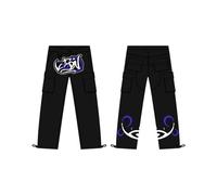 Pantalon Cargo Unisexe Y2K Pantalon Minus Two Droit Pocket Street Pocket Taille Haute Imprimé Hip Hop, Minus Two Street Pocket Taille Imprimée Droit Street Pocket Taille Haute Imprimé, lilas, XL