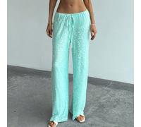 Pantalon casual élégant à taille coulissante avec patchwork pailleté pour femmes, idéal pour la plage, les vacances bohèmes, les festivals tropicaux, les concerts country, Ibiza, Nashville, le style w