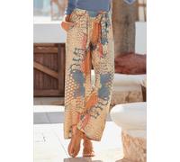 Pantalon ceinture à nouer élastique et fixe - Buffalo - orange-bleu imprimé ORANGE-BLEU IMPRIMÉ 40