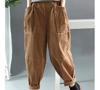 [Pantalon] Ces pantalons larges à taille haute en velours côtelé pour l'automne/l'hiver présentent une coupe droite qui met en valeur tous les types de silhouette, avec une attention particulière pour