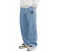 Pantalon Chantier Homme, Pantalon Velours Homme Côtelé Kirakuco Pantalons Japonais Taille Elastique Grande Taille Hiver Jogging Baggy Sweatpants Sportswear Sport Chino Confortable