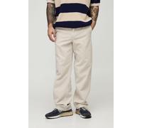Pantalon charpentier large délavé en velours côtelé homme - pierre - 30R, pierre