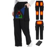 Pantalon chauffant, pour homme et femme, avec batterie 7,4 V 10 000 mAh, commande 4 en 1 et 5 zones de chauffage, coupe ample avec éléments chauffants en carbone améliorés, pour la randonnée