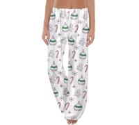 Pantalon Chic Femme,Pantalon de Pyjama imprimé Festif, Doux et Confortable en Polaire pour Un Confort Optimal en Hiver