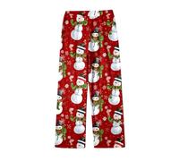 Pantalon Chic Femme,Pantalon décontracté Femme inspiré par Dessins animés - Flanelle Chaude pour l’Automne et l’Hiver Confort Quotidien Style Casual élégant (Red, M)