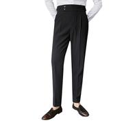 Pantalon chino - Coupe droite - Élastique - Pantalon de costume long avec poche - Pour homme - Couleur unie - Taille haute - Pantalon d'affaires décontracté - Pantalon de costume décontracté -