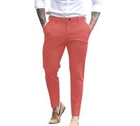 Pantalon chino coupe skinny pour homme - Confortable - Pour le travail au quotidien - Pour le bureau et les affaires - Pantalon formel extensible de qualité supérieure en coton sergé respirant, rose