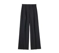Pantalon chino d'affaires décontracté pour femme - Pantalon palazzo élégant avec poches - Taille haute - Pantalon de travail plissé - Confortable - Jambe large - Pour un usage quotidien - Couleur unie