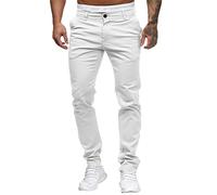 Pantalon Chino en Tissu Stretch Men's Fashion Casual Mid Waist Slim Pant Solid Pocket Full Length Trousers
