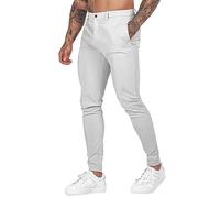 Pantalon chino pour homme, coupe ajustée, taille élastique, pantalon de bureau, pantalon moulant à devant plat, pantalon de travail classique décontracté avec poches, pantalon habillé extensible et