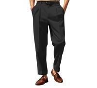 Pantalon chino pour homme - Coupe ample - Pantalon de loisirs - Taille haute - Jambes larges - Pantalon d'été décontracté - Pantalon de jogging baggy, Noir , S