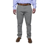 Pantalon chino pour homme - Coupe normale - En coton stretch - Décontracté - Avant plat - Classique - Essentiel - Solide - Pantalon chino complet - Toutes les tailles - 30 W-40 W, gris, 34W / 32L