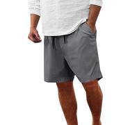 Pantalon chino pour homme - Short de sport pour homme - Short avec poches - Short d'été ample - Pantalon décontracté sans revers - Coupe droite, gris foncé, XXL