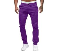 Pantalon chinos Skinny Coupe slim pour homme, droit, en jean stretch, léger, confort, pantalons de travail, chinos d’affaires, violet, M