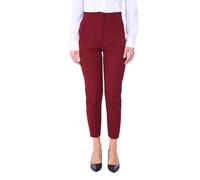 Pantalon Cigarette femme élégant taille haute hauteur à la cheville fabriqué en Italie classique confortable pour bureau, bordeaux, L