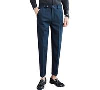 Pantalon classique Gurkha Naples pour homme, pantalon habillé fuselé à l'avant plat, pantalon d'été plissé sur le devant, noir foncé, 44