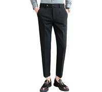 Pantalon classique Gurkha Naples pour homme, pantalon habillé fuselé à l'avant plat, pantalon d'été plissé sur le devant, Noir , 44