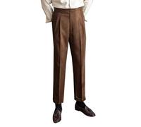 Pantalon classique Gurkha Naples pour homme, taille haute, pantalon plissé à jambe droite avec boucle latérale réglable, pantalon vintage pour réunions d'affaires, événements formels, occasions à