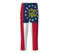Pantalon confortable avec imprimé drapeau de l'État de Géorgie pour dormir et se détendre, Noir , XS(5-6)