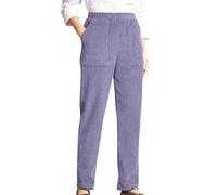 Pantalon confortable pour femme, couleur unie, taille élastique, rayé, droit
