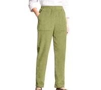 Pantalon confortable pour femme, couleur unie, taille élastique, rayé, droit