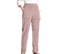 Pantalon confortable pour femme, couleur unie, taille élastique, rayé, droit