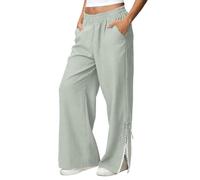 Pantalon Coton Femme Décontracté Lin Grande Taille Palazzo Décontractés Élastique Professionnels Pantacourt féminin avec Ceinture élastique Confortable pour Un élégant liberté de Mouvement