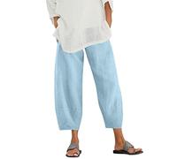 Pantalon Coton Femmes Taille Culture Lâche Couleur Et Pantalon Harem Lin Élastique avec Poche Femmes Pantalon Décontracté Legging Sport Téléphone