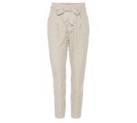 Pantalon coton - VERO MODA - Taille haute - Blanc/Beige - A pinces - Lien de serrage XS