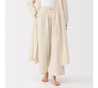 Pantalon court à taille élastiquée en gaze de coton pour femme Noir M