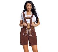 Pantalon Court Bavarois Femme Allemande Traditionnelle Pantalon en Cuir Costume pour Oktoberfest, Festival de la Bière, Déguisement Halloween et Carnaval - Short Shérif Lederhosen