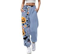 Pantalon court en tissu pour femme avec imprimé Halloween, pantalon de jogging, pantalon confortable, taille élastique douce, design de dessin animé, coupe ample, pantalon pour chaîne de pantalon pour