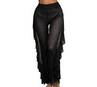 Pantalon Couvrir de Plage à Volants pour Femmes, Garniture Couvrir Plage Wrap Bikini Brillant, enveloppes Couverture ups pour Maillots de Bain